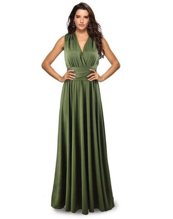 Vestido de Festa Longo Alças de Amarrar Verde Esmeralda