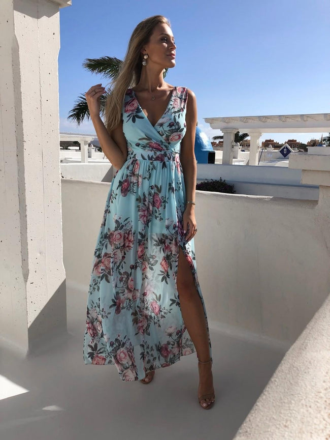 Vestido longo sale azul comprar