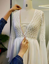 Vestido Longo Branco c/ Detalhes Flare Rendas