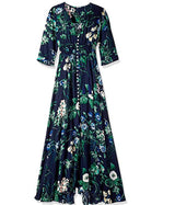 Vestido longo estampa Floral chemise de Manga Botão preto