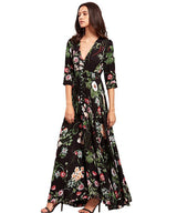 Vestidos Midi Florais de Manga Botão - Loja Style Me