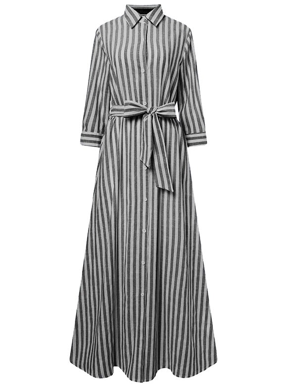 Vestido chemise hot sale listrado longo