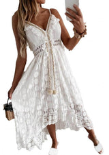 Vestido Longo de Renda Boêmio Boho Alcinha Branco