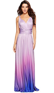 Vestido Longo Festa Infinity Amarrações Lilas Degradé