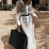 vestido longo branco de renda transparente