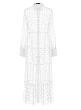 vestido longo branco de renda transparente