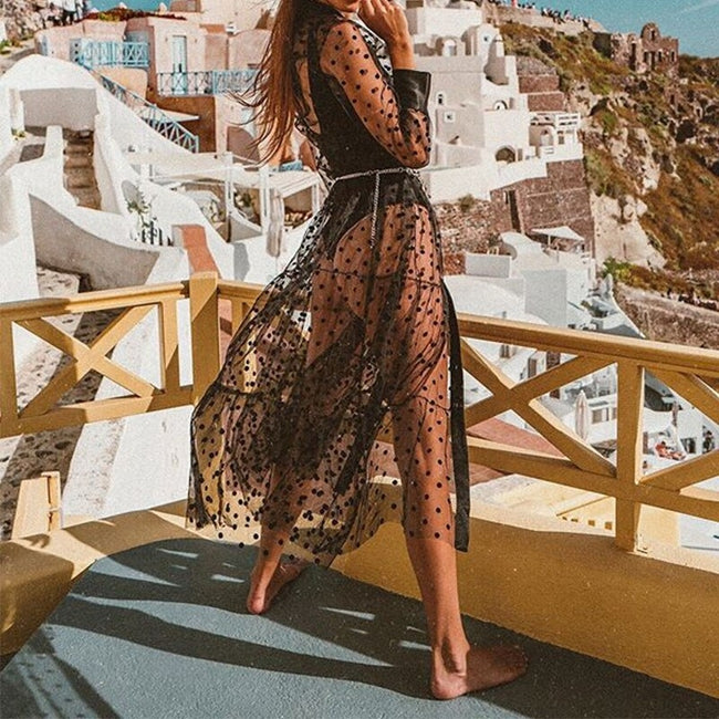 Vestido tule top preto transparente