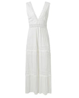 Vestido Branco Longo Verão de Renda sem Manga