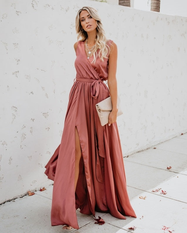 Vestido discount longo wrap