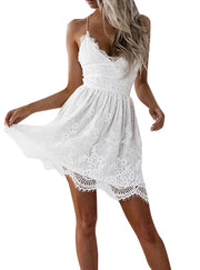 Vestido de Renda Curto Costas c/ Amarrações branco