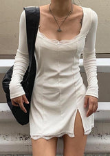vestido tubinho curto branco com renda comfy sexy inverno 2021
