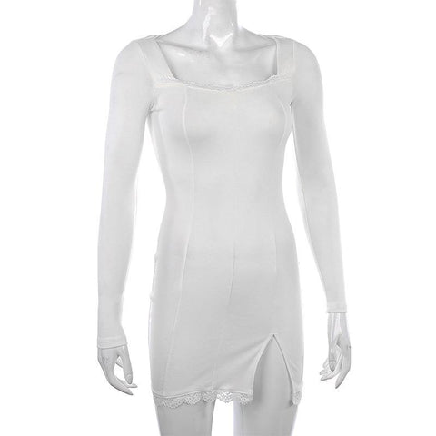 vestido tubinho curto branco com renda comfy sexy inverno 2021