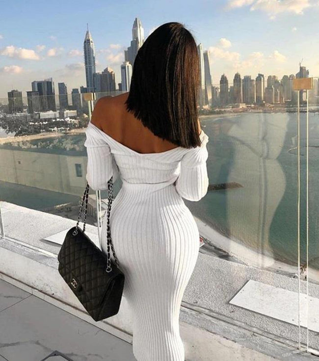 Vestido midi branco store canelado