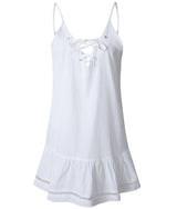 Vestido de Verão Decote de Amarrações branco