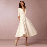 Vestido Midi Vintage Manga 3/4
