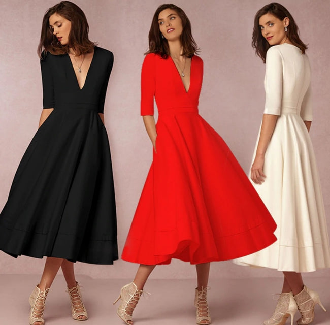 Vestido Midi Vintage Manga 3/4