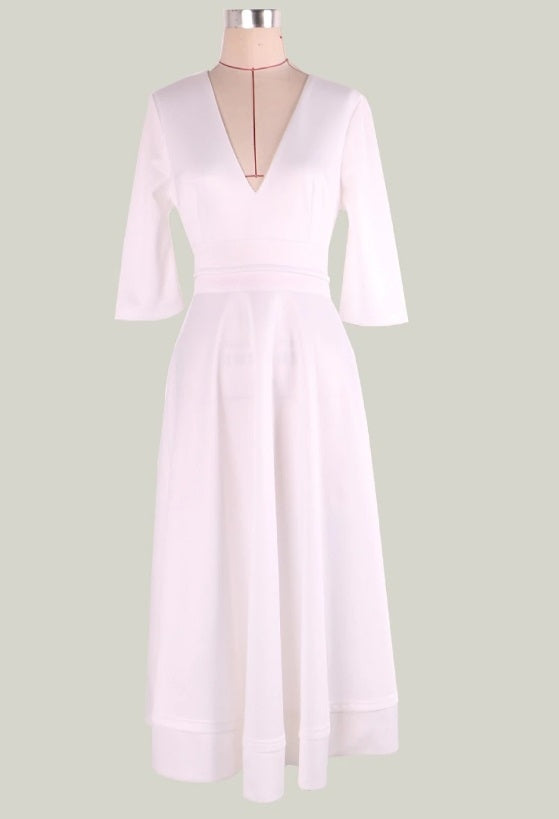 Vestido Midi Vintage Manga 3/4