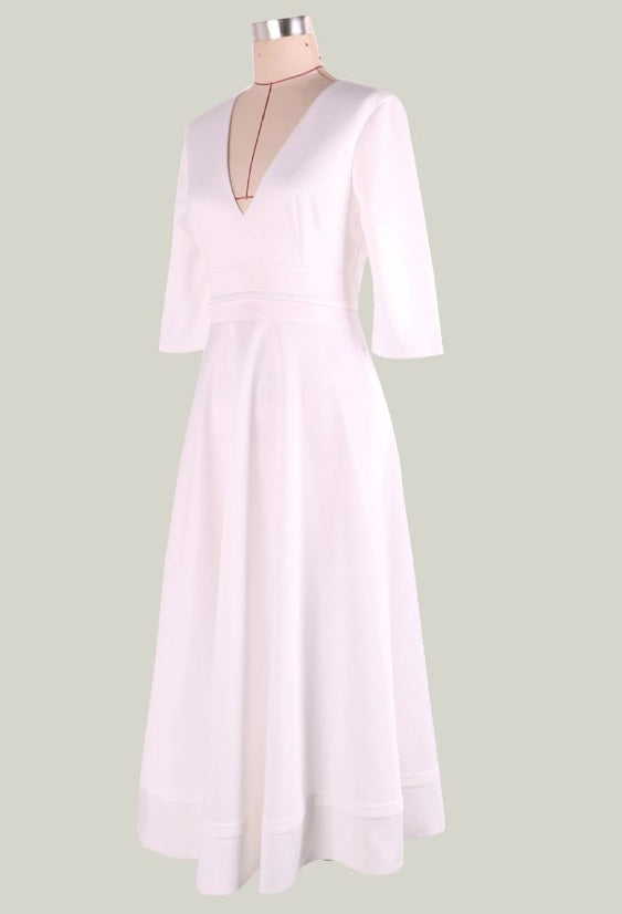 Vestido Midi Vintage Manga 3/4