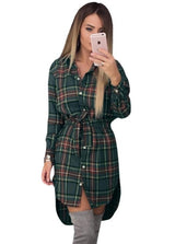 Vestido Xadrez de Manga Chemise