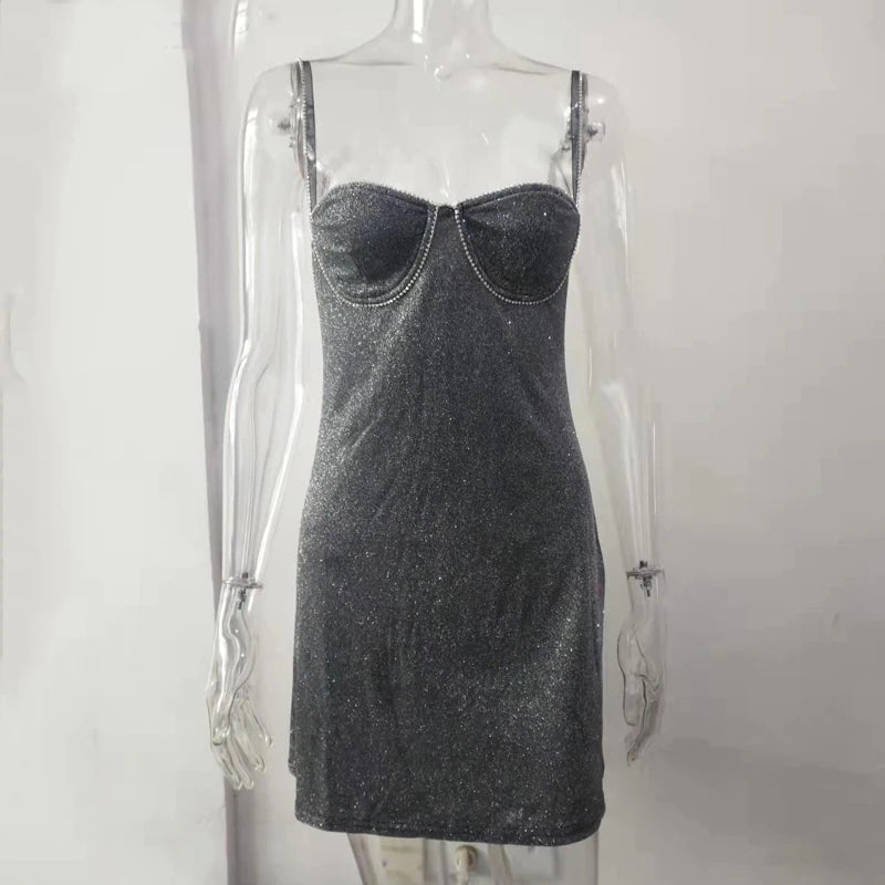 Vestido de Festa de Holográfico Lurex Curto