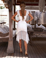 Vestido Tubinho Branco de Renda Crochê Midi - Loja Style Me