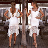 Vestido Tubinho Branco de Renda Crochê Midi - Loja Style Me