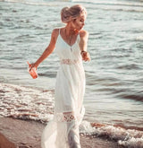 Vestido Branco c/Renda Midi Rodado Saída de Praia