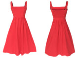 Vestido Retrô Midi Verão Decote Quadrado