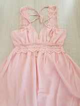 Vestido Grécia c/Renda Crochê Costas Nuas